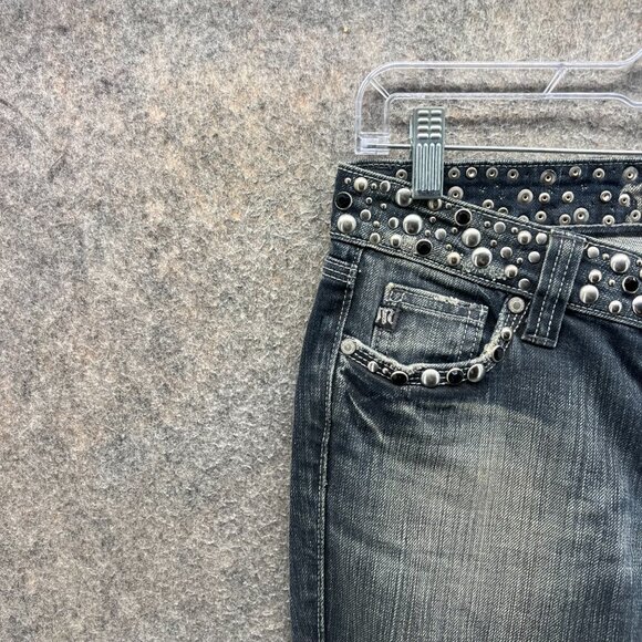 Miss Me Jeans Womens 26 Anchorage Studded Flare Distressed Denim Blue Bootcut - Picture 10 of 12